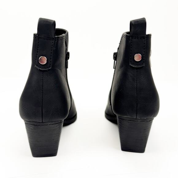 dv dolce vita Black Western Faux Leather Cuban Block Heel Ankle Booties Sz 10 - Picture 5 of 13